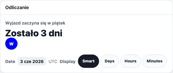 Odliczanie real TogetherPage widget demo