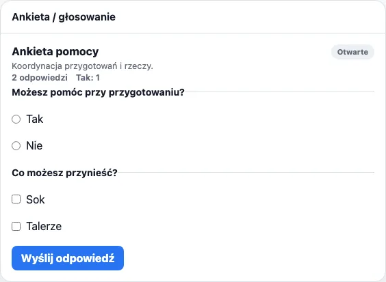 Ankieta / głosowanie real TogetherPage widget demo